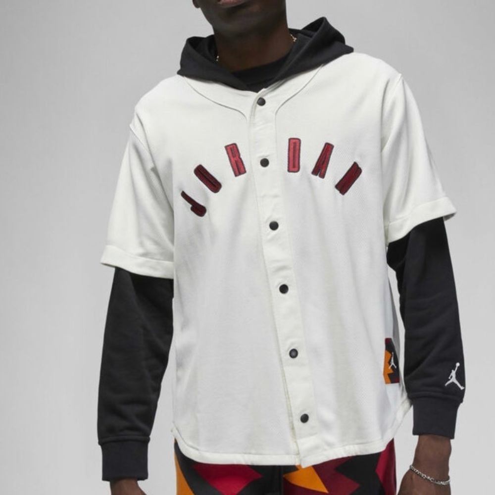 Jordan Jersey Mens Size XL Black Flight MVP Button Hoodie Long Sleeve Baseball